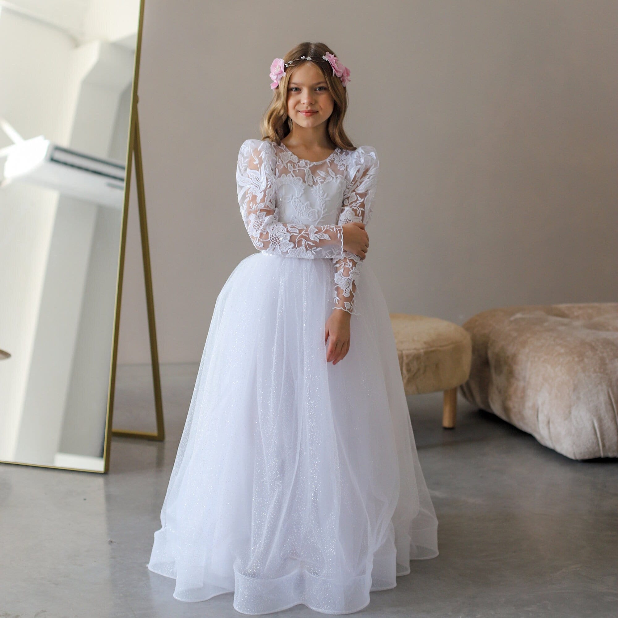 first communion dresses near me Lace Communion Dress 9 main image 1