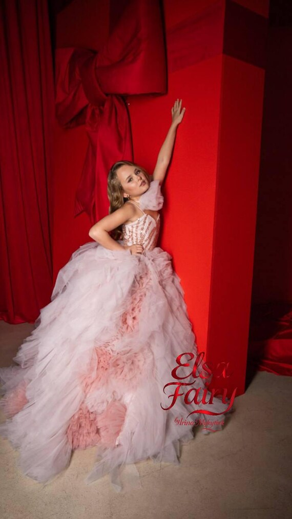 Blush Pink Pageant Ball Gown: Handmade Formal Dress With Detachable Flower  Accessory - Etsy