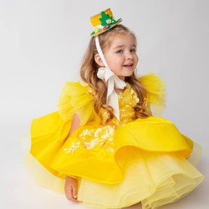 Yellow First Birthday Dress, Baby Girl Party Dress Special Occasion, 1st Birthday Dress photo shooting, baby tutu, dress toddler, baby frock image 1