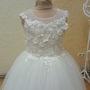 Vestido de primeira comunhão e batismo de renda branca, vestido de dama de honra, vestido de convidada de casamento, vestido de madrinha, vestido de primeira comunhão, vestido de noiva curto