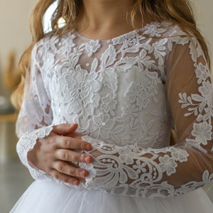 Chloe Style - Ivory Lace First Communion Dress: Elegant Tulle Flower Girl Gown