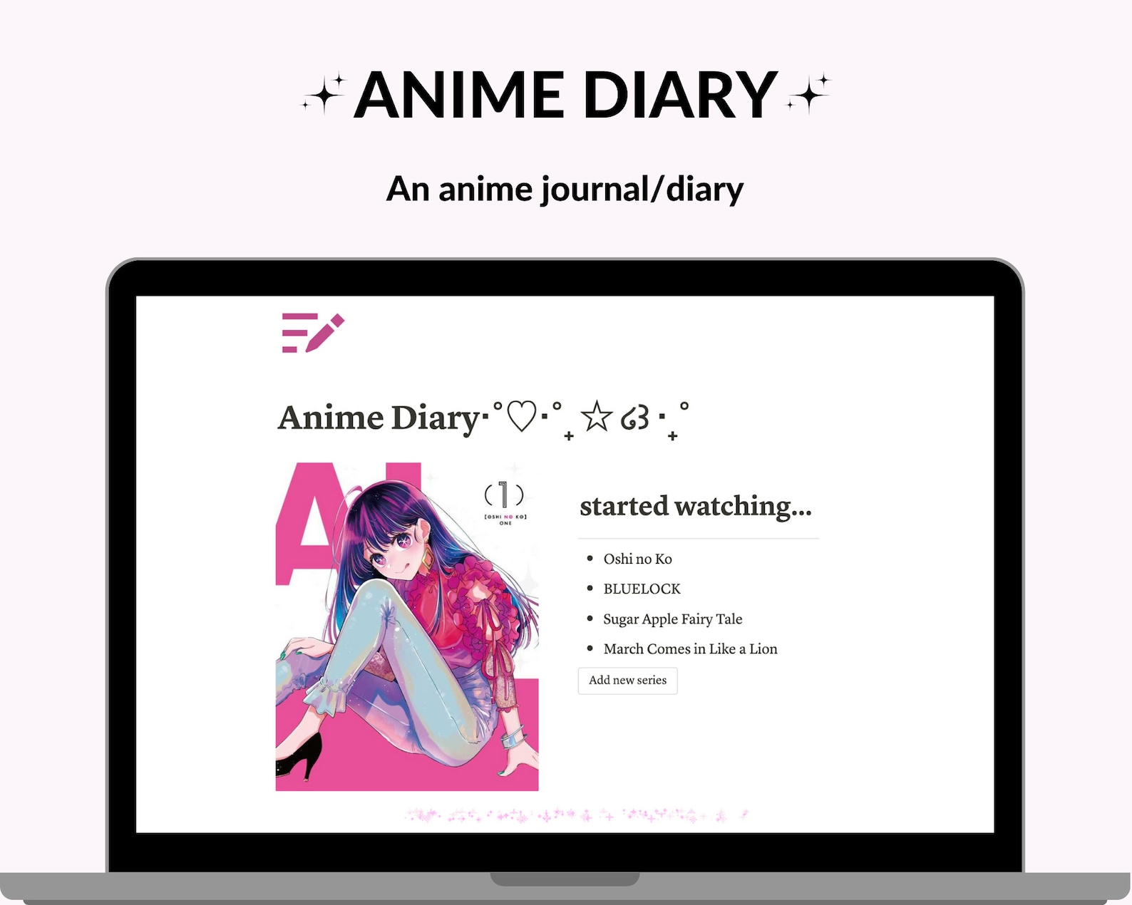 Anime Tracker Notion Template Kawaii Pink Aesthetic Notion Etsy