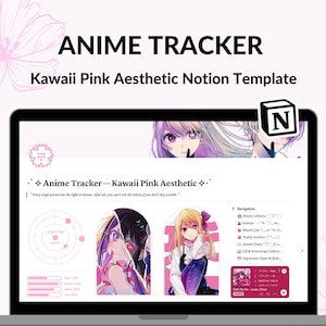 Anime Tracker Notion Template | Kawaii Pink Aesthetic Notion Template | Anime/Media Tracker Notion Template | Anime Library Notion Template