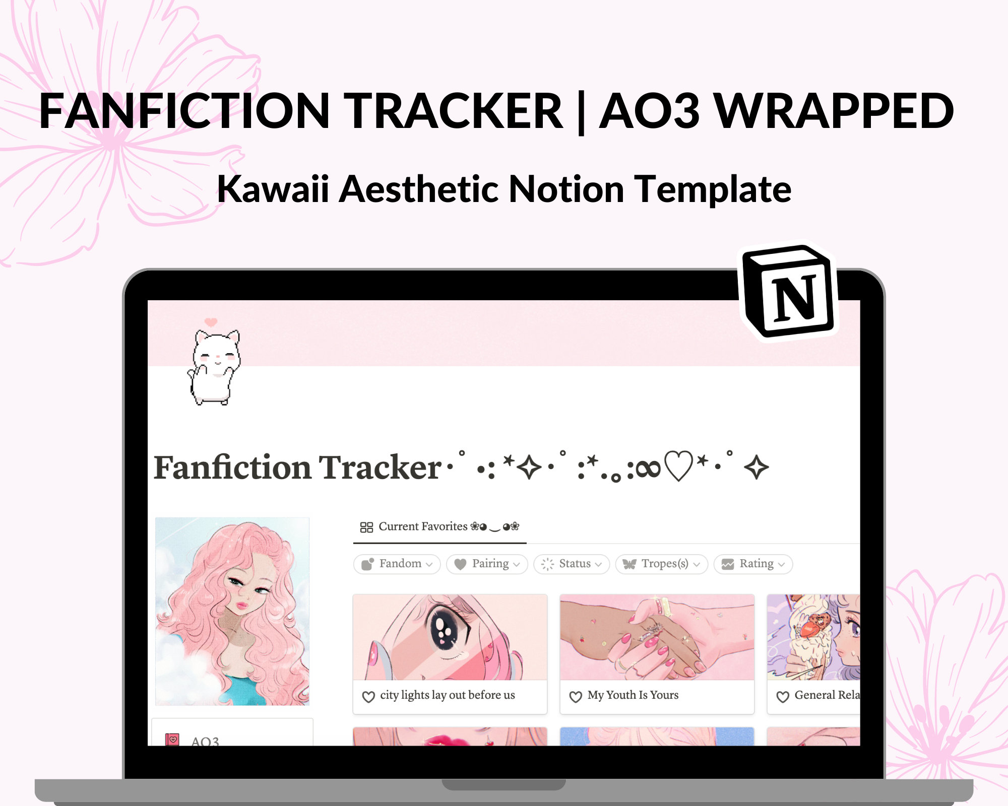 Fanfiction Tracker/AO3 Wrapped Notion Template Fanfiction Etsy España