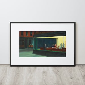Nighthawks (1942) by Edward Hopper - Matte Paper Framed Poster With Mat