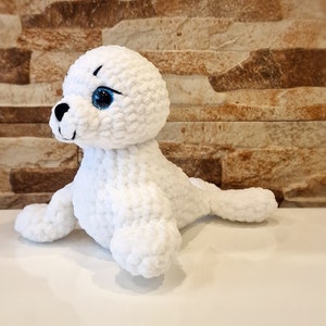 White Seal Stuffed animal| Plush Seal Toy|Stuffed animal Doll| Perfect Present fot Kids|White plush seal|Crochet animals