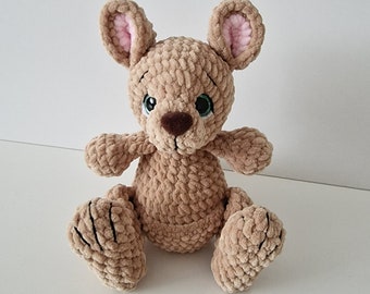 Cuddly soft toy kangaroo| Stuffed animals| Amigurumi Kangaroo| Plush Kangaroo crochet| Baby steffed animals| Kangaroo crochet