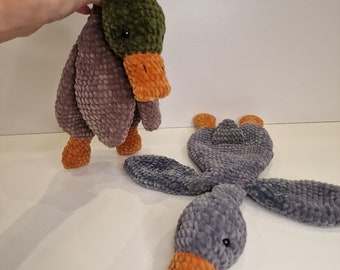 Snuggler Duck|Mallard duck lovey|Chubbly duck crochet|Stuffed toy duck| Duckling|Duck Nursery Decor|Crochet duck plush| Newborn gift