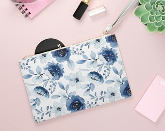 Blue and White Floral Clutch Purse