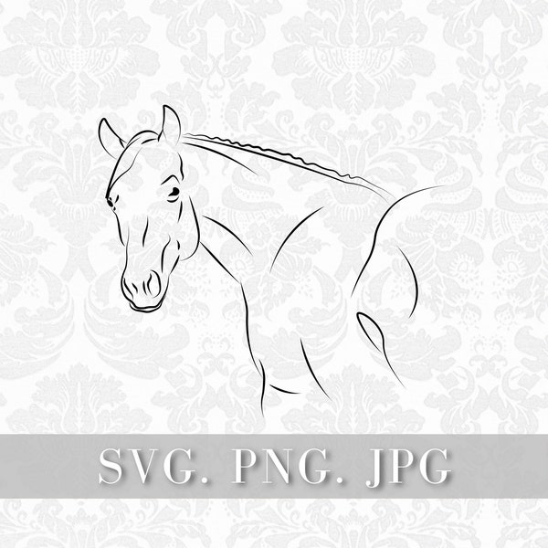 horses svg, horse line art svg, horse's head svg, beautiful horses svg cutting files for Cricut Silhouette - instant download svg, png, jpg