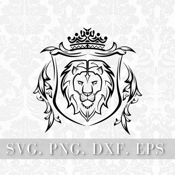 Lion Face svg, Lion Crest svg, Lion Head svg, Lion svg, Lion King svg, Leo svg, Shield Svg, Lion Head, Lion Printable - INSTANT DOWNLOAD