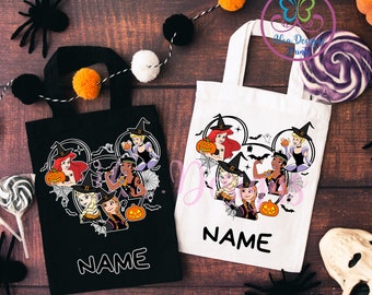 Bolsa de tela personalizada de princesas Disney para Halloween, truco o trato