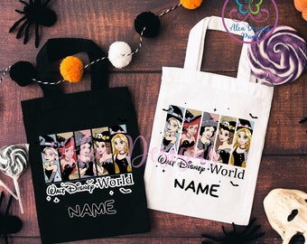 Personalized Disney Princess Halloween Tote Bag, Trick or Treat Spooky Bag