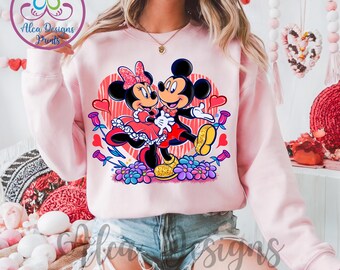 Mickey and Minnie Valentines Sweatshirt - Disneyland Couples Hoodie