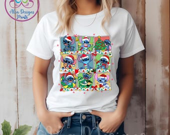 スティッチ クリスマス ベラ キャンバス Tシャツ、ディズニー ホリデー セーター、パーソナライズされたギフト