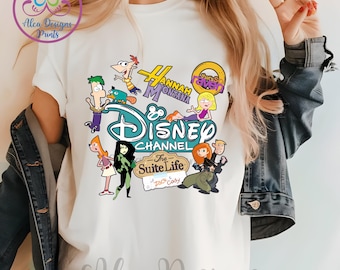 Disney Channel Characters Bella Canva Tee, Disneyland Trip Shirt