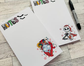 Nightmare Before Christmas Notepad, Jack and Sally, Customizable