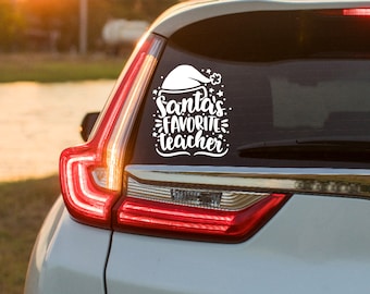 Santa's Favorite Teacher Car Decal, Christmas Gift