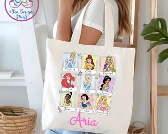 Princess tote bag, Disney princess tote bag, Disney tote bag, Disney Princess trip tote bag, personalized tote bags, Princess Gift for Girls