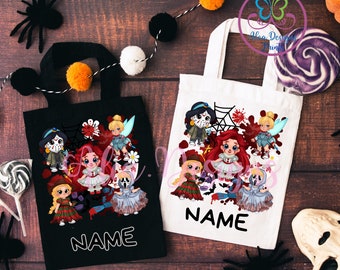 Bolsa de Halloween personalizada, bolsa de dulces de princesa espeluznante