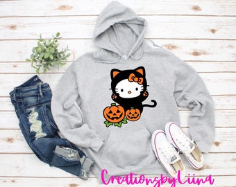 Hello Kitty Shirt Sweatshirt Hoodie Halloween Hello Kitty Pumpkin Shirts  Hello Kitty Halloween Costume Hello Kitty Skeleton Hand T Shirt Sanrio  Skull Drawings NEW - Laughinks