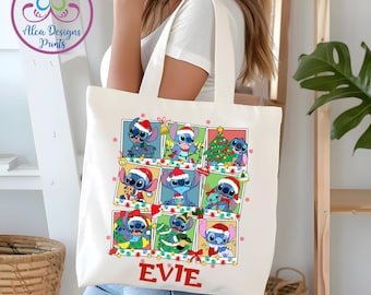 Personalized Christmas Stitch Tote Bag, Disney Gift