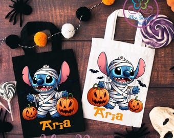 Personalized Halloween Stitch Tote Bag, Disney Trick or Treat