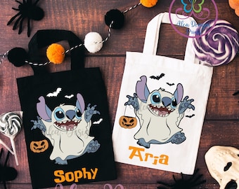 Personalized Disney Stitch Halloween Tote Bag, Trick or Treat