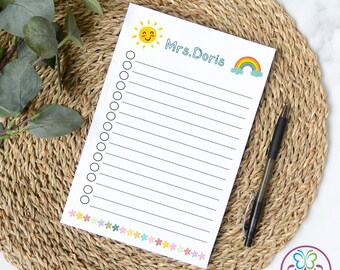 Customizable Teacher Notepad, Personalized Gift, Back to School