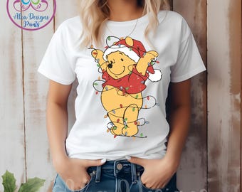 Sudadera navideña con luces de Winnie the Pooh - Cuello redondo navideño