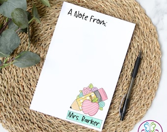 Customizable Teacher Notepad, Personalized Stationery Gift