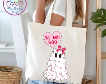 Be My Boo Ghost Valentine Tote Bag, Personalized Treat Bag