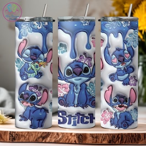 Vaso de Stitch, vaso delgado de metal de 20 oz, regalo de Disney imagen 1