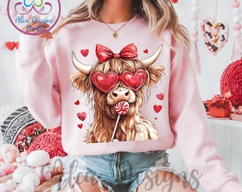 Highland Cow Valentine's Day Sweatshirt: Heifer Lover Gift