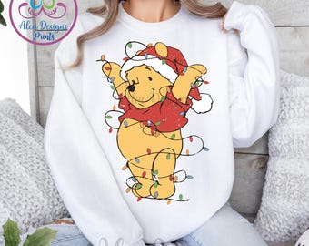 Winnie The Pooh Christmas Lights Sweatshirt - Holiday Crewneck
