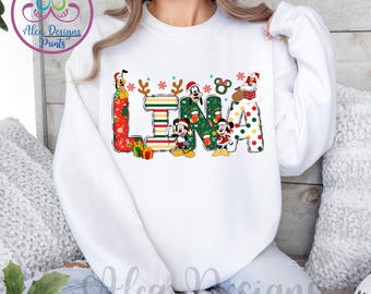Mickey Christmas Name Shirt, Disney Family Holiday Tee, Christmas Minnie Kids Sweatshirt, Custom XMAS Disneyland Hoodie