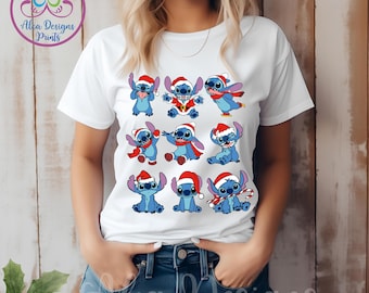 スティッチ クリスマス T シャツ、ディズニー ホリデー セーター、パーソナライズされたギフト