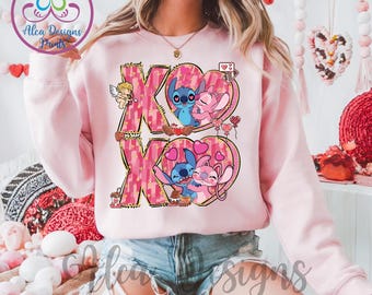 Stitch Valentines Sweatshirt: Disneyland Paare Pullover
