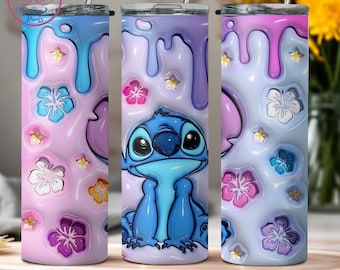 Bicchiere sottile Stitch da 20 once, bicchiere in metallo stampato Disney