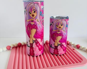 Karol G Skinny Tumbler: seizoenscadeau bichota, roze popontwerp
