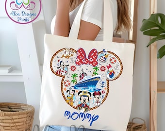 Personalized Disney Cruise Tote Bag, Family Vacation 2025