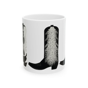 Cowboy Boot Mug, Western Style Ceramic Coffee Cup, Cowgirl Gift, Ranch Decor, Country Kitchen Decor, Rodeo Lover Gift, Horse Lover Mug