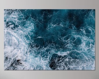 Ocean wall art Blue waves print on canvas Extra large living room decor Canvas wall art Free shipping