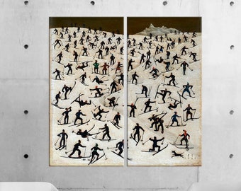 Franz Sedlacek "Skiers" print Large wall art Game room decor Vintage wall art Retro decor Ski print Ski wall art Winter print
