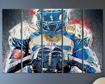 Gym wall decor Football player art print on canvas Sport wall art Cool Canvas wall art Ready to hang Free shipping
