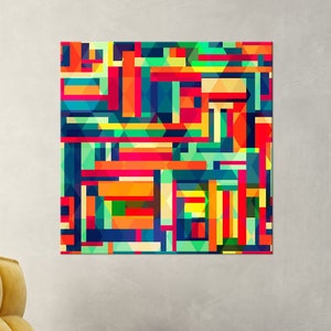 Colorful wall art, Abstract shapes print, Geometric wall art, Modern room decor, Canvas wall art Ready to hang Free shipping