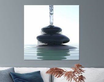 Zen wall art Room decor Water falling on Spa stones print Zen print Modern wall art Canvas wall art Ready to hang Free shipping