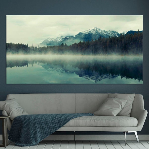 Mountain lake Large wall art prints Wide wall decor Photography print Forest wall art Lake print Nature prints Mountain art Canvas wall art