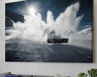 Snowboarding print Cool wall art Snow print Winter wall art Snowboard wall art Kids room decor Large canvas wall art