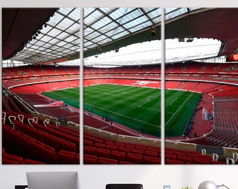 Soccer Stadium Canvas Wall Art – Panoramic Football Field Print for Game Room, Man Cave, Office Decor, Emirates Stadium London Photo